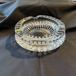 Full Lead Crystal Glass Cigar Ashtray 5 3/4” Heavy